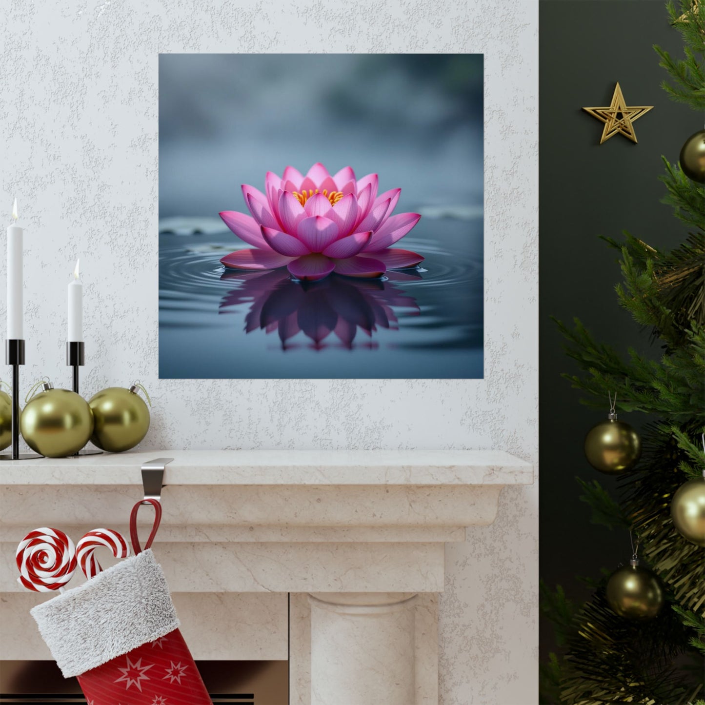 Pósteres mate de flor de loto, descarga digital, arte de pared relajante, decoración del hogar, decoración de salas de meditación, regalo para amantes de la naturaleza, impresión de arte zen.