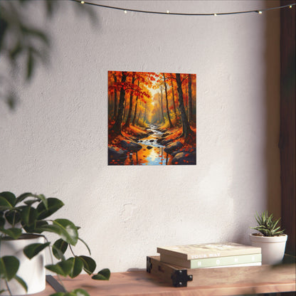 Autumn Forest Matte Poster, Fall Wall Art, Nature Decor, Cozy Living Room Print, Seasonal Home Decoration