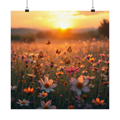 Landscape with Wildflowers and Butterflies Design