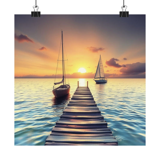 Téléchargement numérique : affiche de voilier serein, art mural océan calme, décoration nautique, esthétique de la maison tranquille, impression coucher de soleil, cadeau relaxant