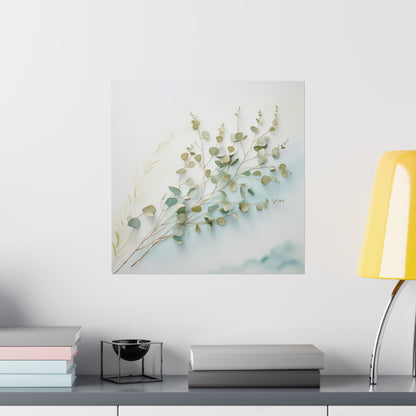 Elegante póster de pared de eucalipto, impresión botánica, decoración minimalista para el hogar, regalo inspirado en la naturaleza, arte mural ecológico.