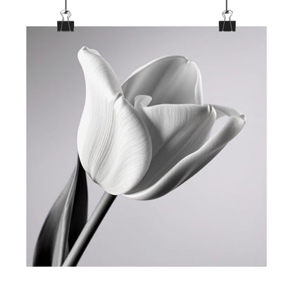 Elegant Floral Matte Poster, Minimalist Wall Art, Black and White Tulip Print, Home Decor, Gift for Flower Lovers, Modern Artwork