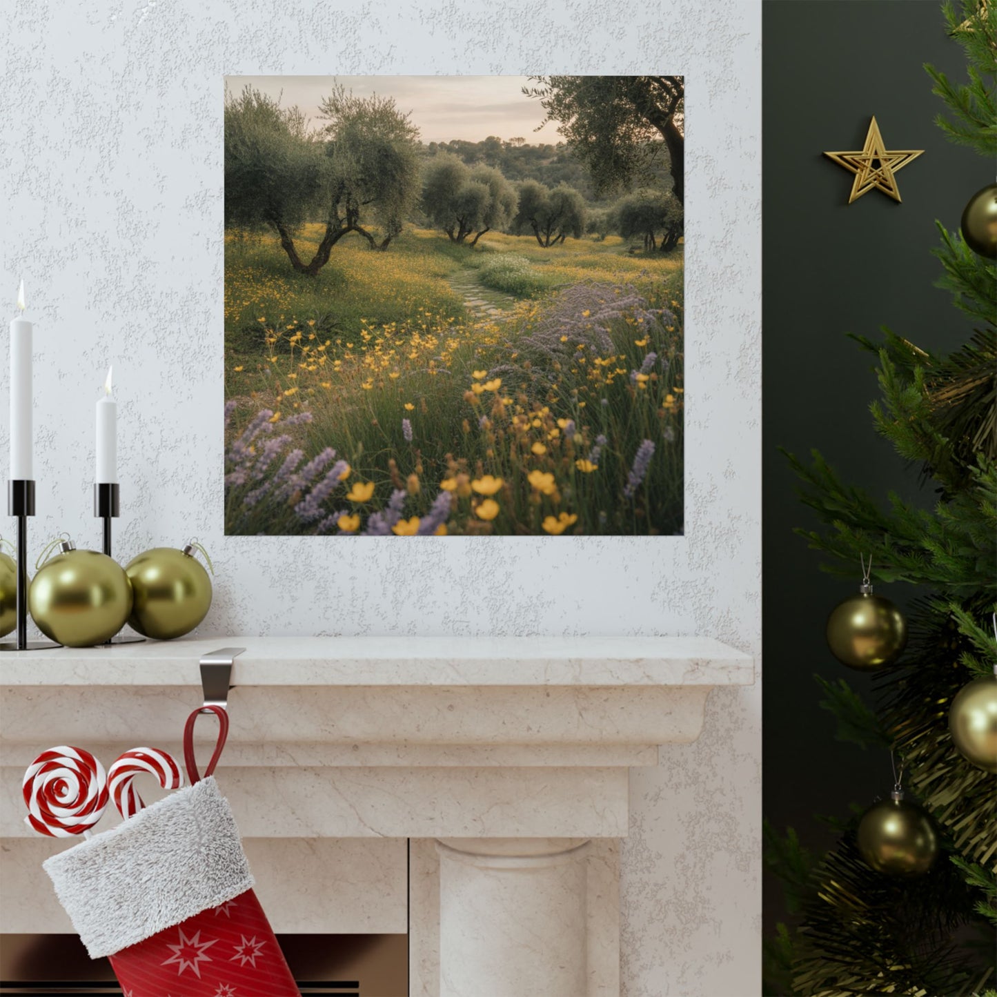 Descarga digital de la imagen "Naturaleza serena", arte mural floral, decoración de olivar, impresión botánica, estética del hogar, decoración de la sala de estar.