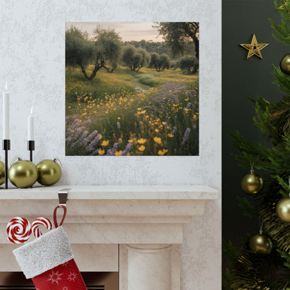 Descarga digital de la imagen "Naturaleza serena", arte mural floral, decoración de olivar, impresión botánica, estética del hogar, decoración de la sala de estar.