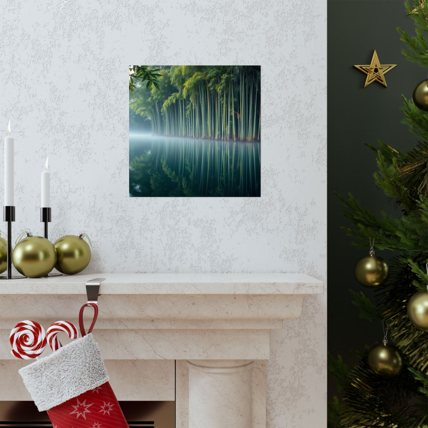 Póster de bambú sereno, impresión artística de naturaleza tranquila, decoración de pared zen, estética relajante para el hogar, reflexión meditativa sobre el bambú