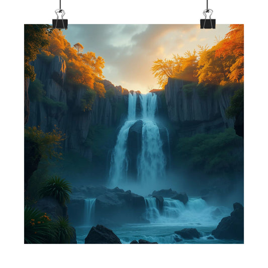 Póster de Cascada Serena, Impresión Artística Mate, Decoración de Pared Natural, Estética del Hogar, Regalo para Amantes de la Aventura, Obra de Arte Relajante