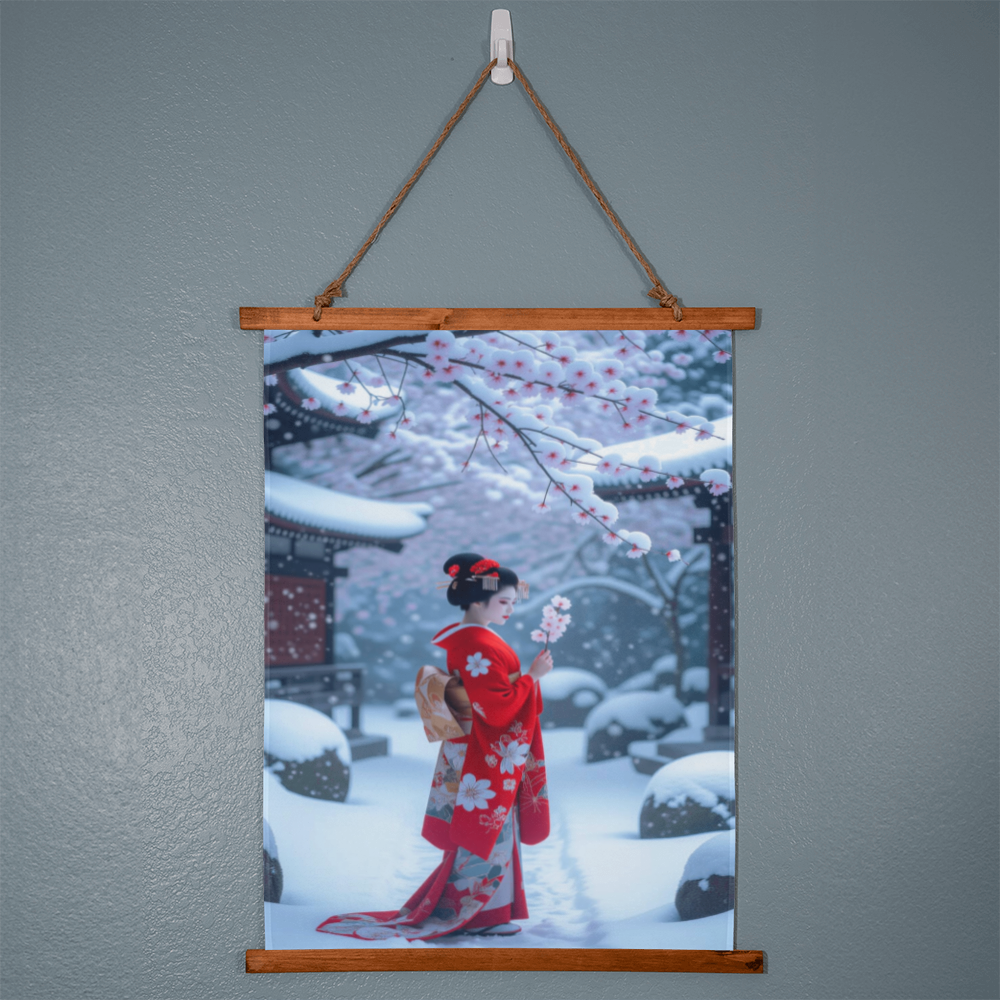 Geisha in a blossom garden
