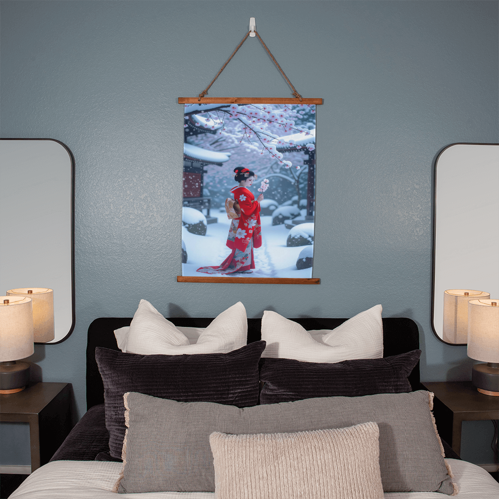 Geisha in a blossom garden