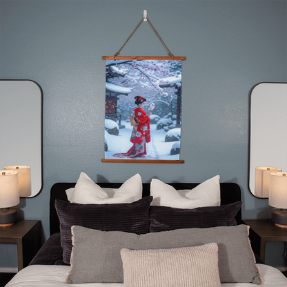 Geisha in a blossom garden