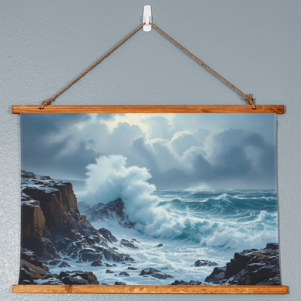 Seascape with a rugged rocky cliff