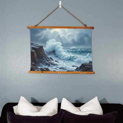 Seascape with a rugged rocky cliff